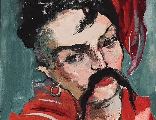 Portrait de Cossack Mamay en rouge